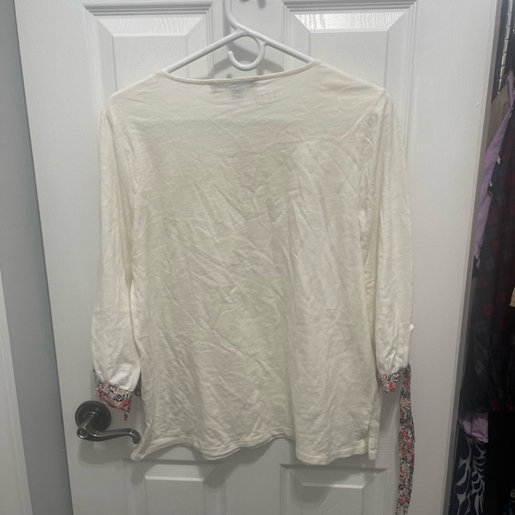 Tommy Hilfiger White Blouse with Patterned Sleeve Ties - Picture 7 of 8